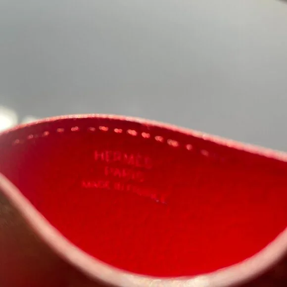 Hermes Chevre Mysore Diabolo Card Holder Case Rouge Tomate - Picture 3 of 6